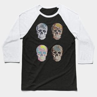 Abstract Skulls Vintage Retro Creepy Tattoo Style Art Illustration Baseball T-Shirt